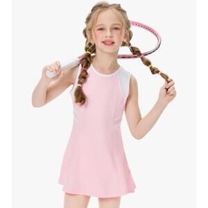 Zaclotre Tennis Dress with Shorts, Sleeveless Girls Athletic Outfit Size 120